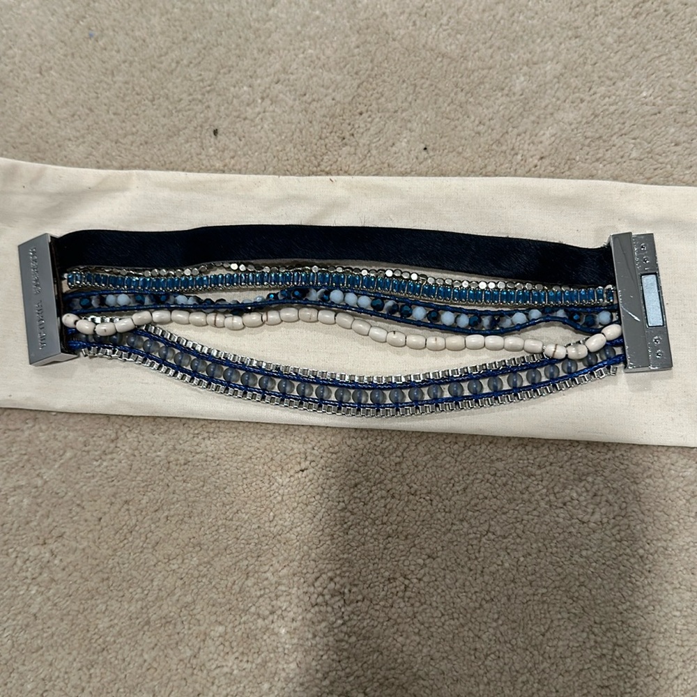 Victoria Emerson blue beaded magnetic closure bracelet.